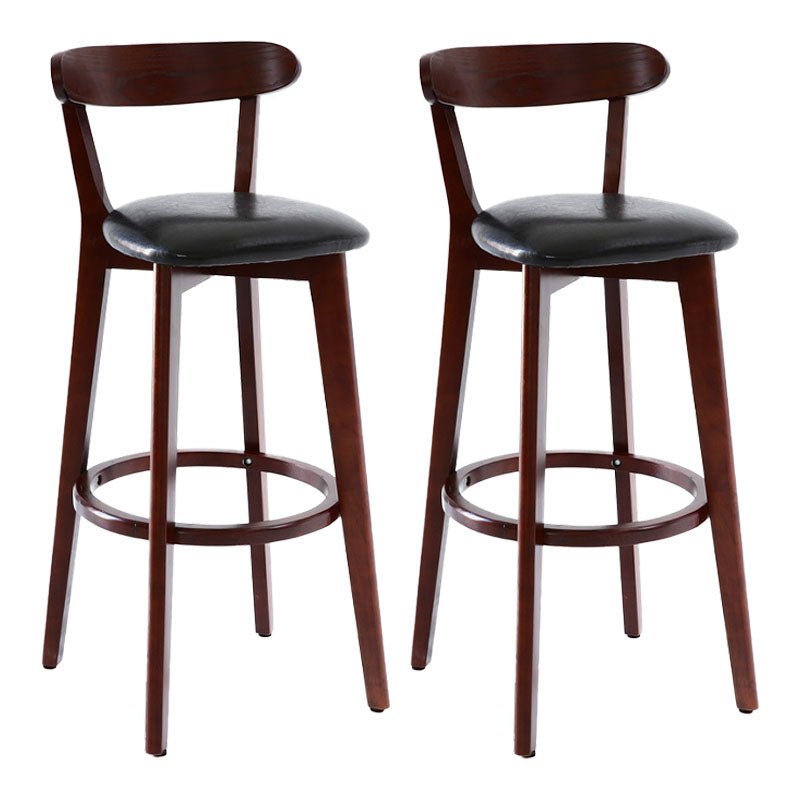 Scandinavian Rubberwood Coffee Shop Stool Footrest Upholstered Bar Stools Black Brown 2 Piece Set Clearhalo 'Bar Furniture' 'Bar Stools' 'bar_stools' 'furn' 'furn_bar_stools' 'Furniture' 'furniture_bar_stools' 'Kitchen & Dining Furniture' 4889640