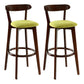 Scandinavian Rubberwood Coffee Shop Stool Footrest Upholstered Bar Stools Green Brown 2 Piece Set Clearhalo 'Bar Furniture' 'Bar Stools' 'bar_stools' 'furn' 'furn_bar_stools' 'Furniture' 'furniture_bar_stools' 'Kitchen & Dining Furniture' 4889641