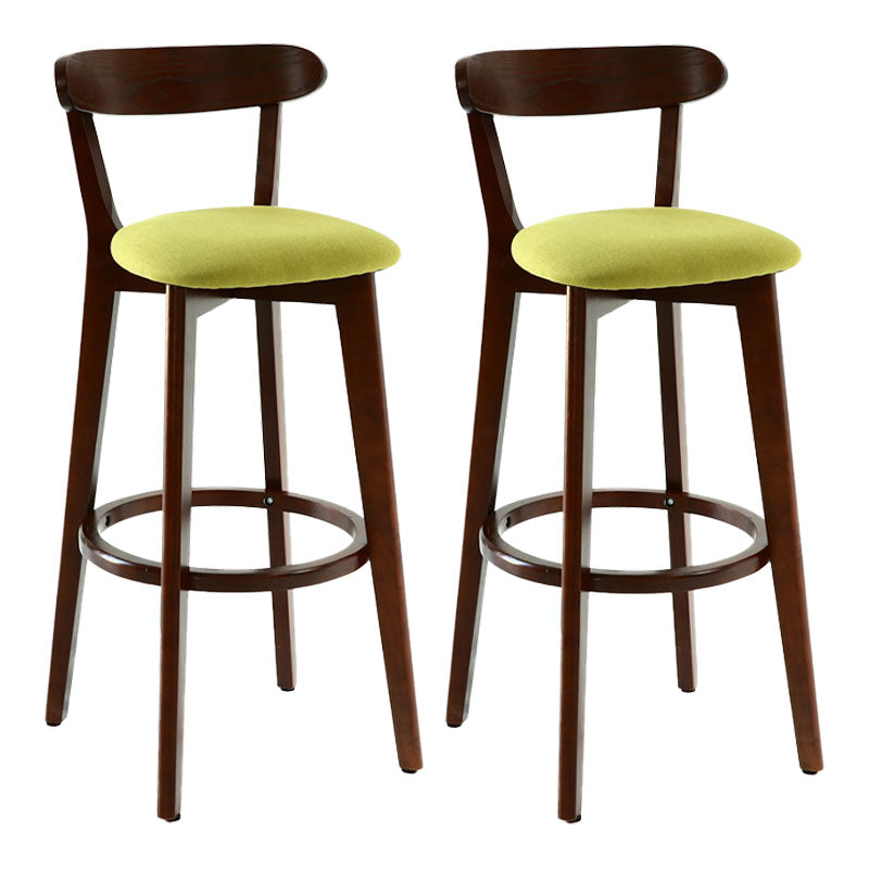 Scandinavian Rubberwood Coffee Shop Stool Footrest Upholstered Bar Stools Green Brown 2 Piece Set Clearhalo 'Bar Furniture' 'Bar Stools' 'bar_stools' 'furn' 'furn_bar_stools' 'Furniture' 'furniture_bar_stools' 'Kitchen & Dining Furniture' 4889641