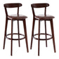 Scandinavian Rubberwood Coffee Shop Stool Footrest Upholstered Bar Stools Brown Brown 2 Piece Set Clearhalo 'Bar Furniture' 'Bar Stools' 'bar_stools' 'furn' 'furn_bar_stools' 'Furniture' 'furniture_bar_stools' 'Kitchen & Dining Furniture' 4889642