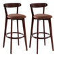 Scandinavian Rubberwood Coffee Shop Stool Footrest Upholstered Bar Stools Coffee Brown 2 Piece Set Clearhalo 'Bar Furniture' 'Bar Stools' 'bar_stools' 'furn' 'furn_bar_stools' 'Furniture' 'furniture_bar_stools' 'Kitchen & Dining Furniture' 4889643