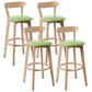 Scandinavian Rubberwood Coffee Shop Stool Footrest Upholstered Bar Stools Fruit Green Natural 4 Piece Set Clearhalo 'Bar Furniture' 'Bar Stools' 'bar_stools' 'furn' 'furn_bar_stools' 'Furniture' 'furniture_bar_stools' 'Kitchen & Dining Furniture' 4889646