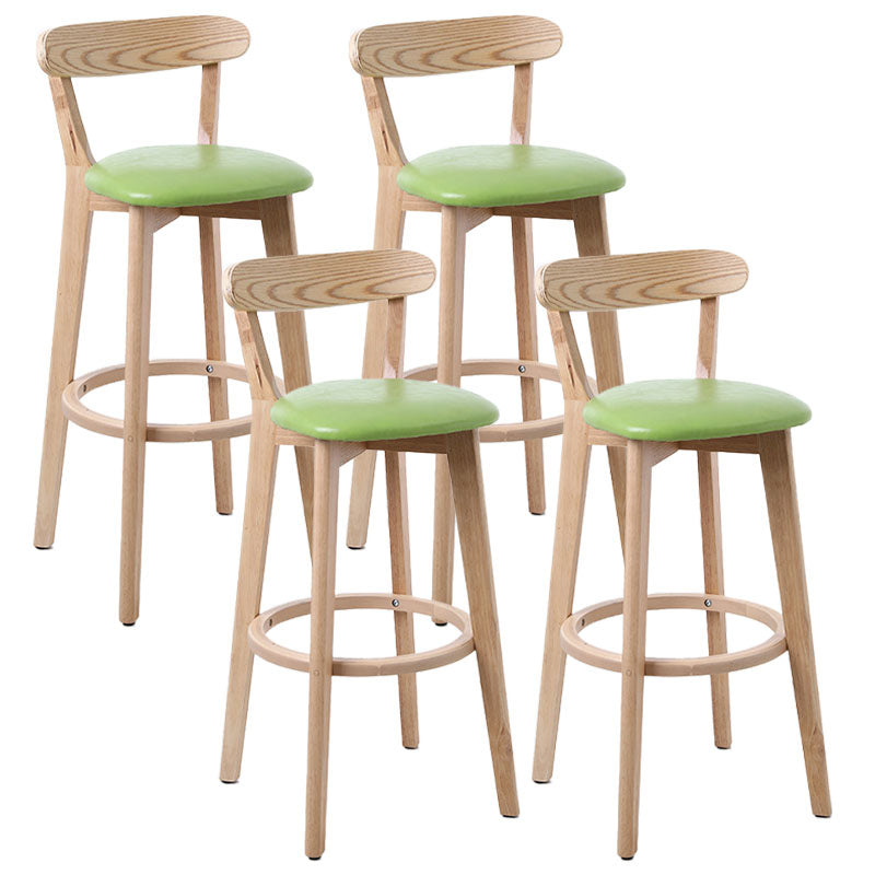 Scandinavian Rubberwood Coffee Shop Stool Footrest Upholstered Bar Stools Fruit Green Natural 4 Piece Set Clearhalo 'Bar Furniture' 'Bar Stools' 'bar_stools' 'furn' 'furn_bar_stools' 'Furniture' 'furniture_bar_stools' 'Kitchen & Dining Furniture' 4889646