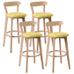 Scandinavian Rubberwood Coffee Shop Stool Footrest Upholstered Bar Stools Yellow Natural 4 Piece Set Clearhalo 'Bar Furniture' 'Bar Stools' 'bar_stools' 'furn' 'furn_bar_stools' 'Furniture' 'furniture_bar_stools' 'Kitchen & Dining Furniture' 4889647
