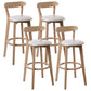 Scandinavian Rubberwood Coffee Shop Stool Footrest Upholstered Bar Stools Off-White Natural 4 Piece Set Clearhalo 'Bar Furniture' 'Bar Stools' 'bar_stools' 'furn' 'furn_bar_stools' 'Furniture' 'furniture_bar_stools' 'Kitchen & Dining Furniture' 4889649