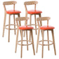 Scandinavian Rubberwood Coffee Shop Stool Footrest Upholstered Bar Stools Orange Natural 4 Piece Set Clearhalo 'Bar Furniture' 'Bar Stools' 'bar_stools' 'furn' 'furn_bar_stools' 'Furniture' 'furniture_bar_stools' 'Kitchen & Dining Furniture' 4889650