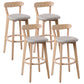 Scandinavian Rubberwood Coffee Shop Stool Footrest Upholstered Bar Stools Khaki Natural 4 Piece Set Clearhalo 'Bar Furniture' 'Bar Stools' 'bar_stools' 'furn' 'furn_bar_stools' 'Furniture' 'furniture_bar_stools' 'Kitchen & Dining Furniture' 4889651