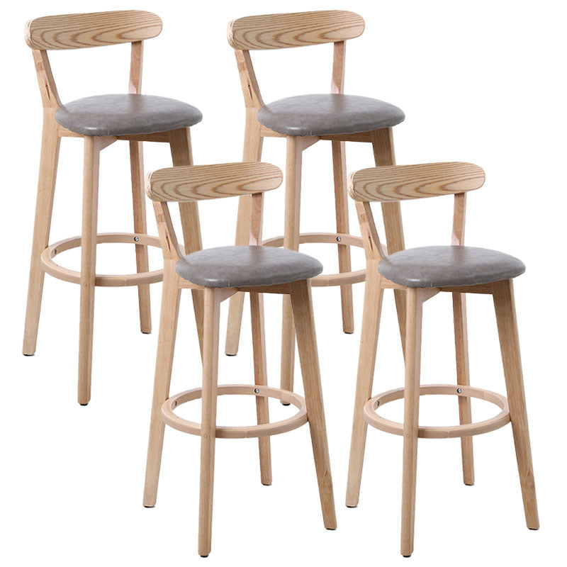 Scandinavian Rubberwood Coffee Shop Stool Footrest Upholstered Bar Stools Silver Gray Natural 4 Piece Set Clearhalo 'Bar Furniture' 'Bar Stools' 'bar_stools' 'furn' 'furn_bar_stools' 'Furniture' 'furniture_bar_stools' 'Kitchen & Dining Furniture' 4889652