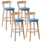 Scandinavian Rubberwood Coffee Shop Stool Footrest Upholstered Bar Stools Sky Blue Natural 4 Piece Set Clearhalo 'Bar Furniture' 'Bar Stools' 'bar_stools' 'furn' 'furn_bar_stools' 'Furniture' 'furniture_bar_stools' 'Kitchen & Dining Furniture' 4889653