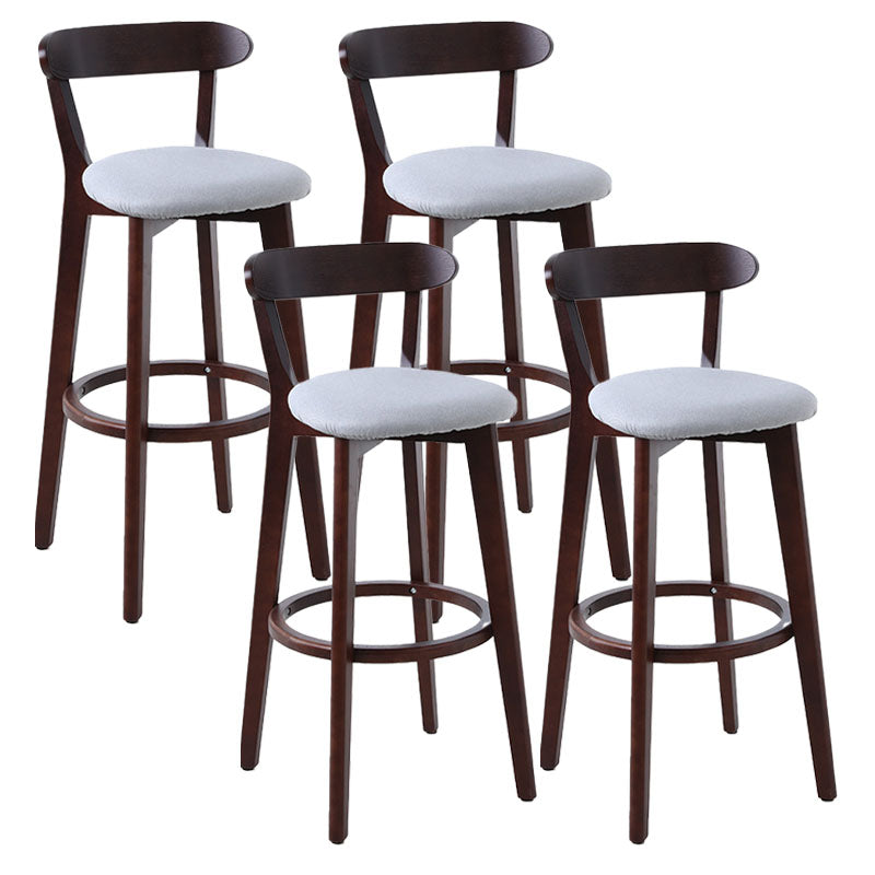 Scandinavian Rubberwood Coffee Shop Stool Footrest Upholstered Bar Stools Light Gray Brown 4 Piece Set Clearhalo 'Bar Furniture' 'Bar Stools' 'bar_stools' 'furn' 'furn_bar_stools' 'Furniture' 'furniture_bar_stools' 'Kitchen & Dining Furniture' 4889655