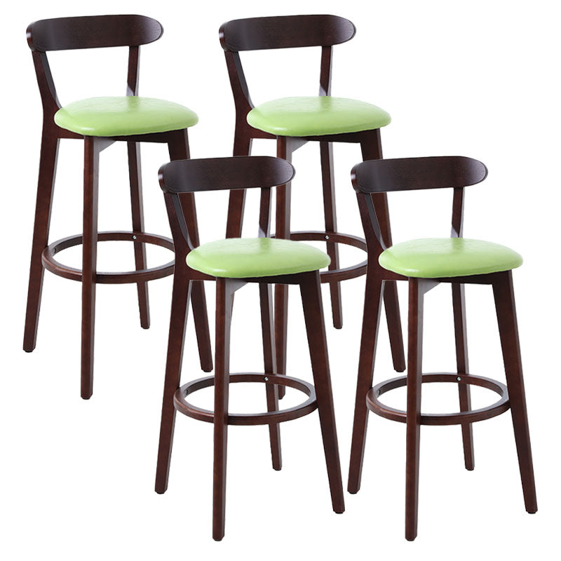 Scandinavian Rubberwood Coffee Shop Stool Footrest Upholstered Bar Stools Fruit Green Brown 4 Piece Set Clearhalo 'Bar Furniture' 'Bar Stools' 'bar_stools' 'furn' 'furn_bar_stools' 'Furniture' 'furniture_bar_stools' 'Kitchen & Dining Furniture' 4889657