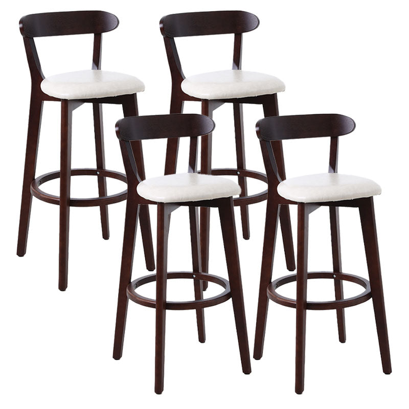 Scandinavian Rubberwood Coffee Shop Stool Footrest Upholstered Bar Stools Off-White Brown 4 Piece Set Clearhalo 'Bar Furniture' 'Bar Stools' 'bar_stools' 'furn' 'furn_bar_stools' 'Furniture' 'furniture_bar_stools' 'Kitchen & Dining Furniture' 4889660