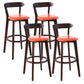 Scandinavian Rubberwood Coffee Shop Stool Footrest Upholstered Bar Stools Orange Brown 4 Piece Set Clearhalo 'Bar Furniture' 'Bar Stools' 'bar_stools' 'furn' 'furn_bar_stools' 'Furniture' 'furniture_bar_stools' 'Kitchen & Dining Furniture' 4889661