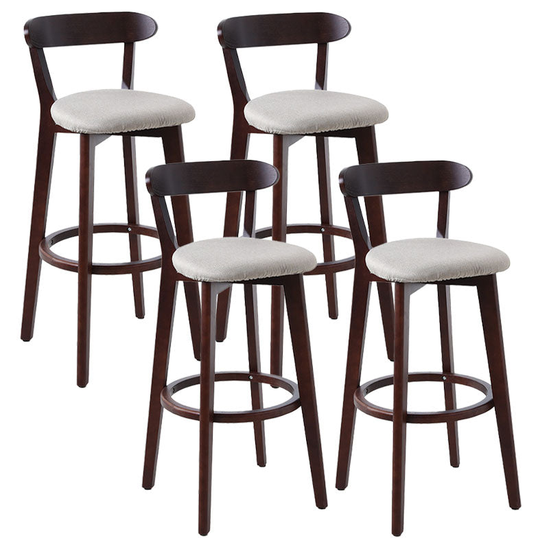 Scandinavian Rubberwood Coffee Shop Stool Footrest Upholstered Bar Stools Khaki Brown 4 Piece Set Clearhalo 'Bar Furniture' 'Bar Stools' 'bar_stools' 'furn' 'furn_bar_stools' 'Furniture' 'furniture_bar_stools' 'Kitchen & Dining Furniture' 4889662