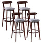 Scandinavian Rubberwood Coffee Shop Stool Footrest Upholstered Bar Stools Grey Brown 4 Piece Set Clearhalo 'Bar Furniture' 'Bar Stools' 'bar_stools' 'furn' 'furn_bar_stools' 'Furniture' 'furniture_bar_stools' 'Kitchen & Dining Furniture' 4889663