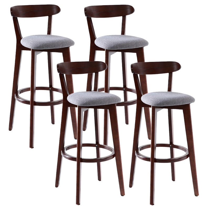 Scandinavian Rubberwood Coffee Shop Stool Footrest Upholstered Bar Stools Grey Brown 4 Piece Set Clearhalo 'Bar Furniture' 'Bar Stools' 'bar_stools' 'furn' 'furn_bar_stools' 'Furniture' 'furniture_bar_stools' 'Kitchen & Dining Furniture' 4889663