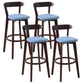 Scandinavian Rubberwood Coffee Shop Stool Footrest Upholstered Bar Stools Blue Brown 4 Piece Set Clearhalo 'Bar Furniture' 'Bar Stools' 'bar_stools' 'furn' 'furn_bar_stools' 'Furniture' 'furniture_bar_stools' 'Kitchen & Dining Furniture' 4889665