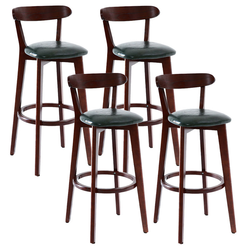 Scandinavian Rubberwood Coffee Shop Stool Footrest Upholstered Bar Stools Blackish Green Brown 4 Piece Set Clearhalo 'Bar Furniture' 'Bar Stools' 'bar_stools' 'furn' 'furn_bar_stools' 'Furniture' 'furniture_bar_stools' 'Kitchen & Dining Furniture' 4889666