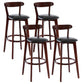 Scandinavian Rubberwood Coffee Shop Stool Footrest Upholstered Bar Stools Black Brown 4 Piece Set Clearhalo 'Bar Furniture' 'Bar Stools' 'bar_stools' 'furn' 'furn_bar_stools' 'Furniture' 'furniture_bar_stools' 'Kitchen & Dining Furniture' 4889667