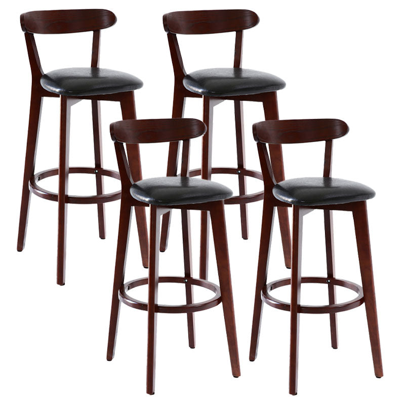 Scandinavian Rubberwood Coffee Shop Stool Footrest Upholstered Bar Stools Black Brown 4 Piece Set Clearhalo 'Bar Furniture' 'Bar Stools' 'bar_stools' 'furn' 'furn_bar_stools' 'Furniture' 'furniture_bar_stools' 'Kitchen & Dining Furniture' 4889667