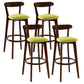 Scandinavian Rubberwood Coffee Shop Stool Footrest Upholstered Bar Stools Green Brown 4 Piece Set Clearhalo 'Bar Furniture' 'Bar Stools' 'bar_stools' 'furn' 'furn_bar_stools' 'Furniture' 'furniture_bar_stools' 'Kitchen & Dining Furniture' 4889668