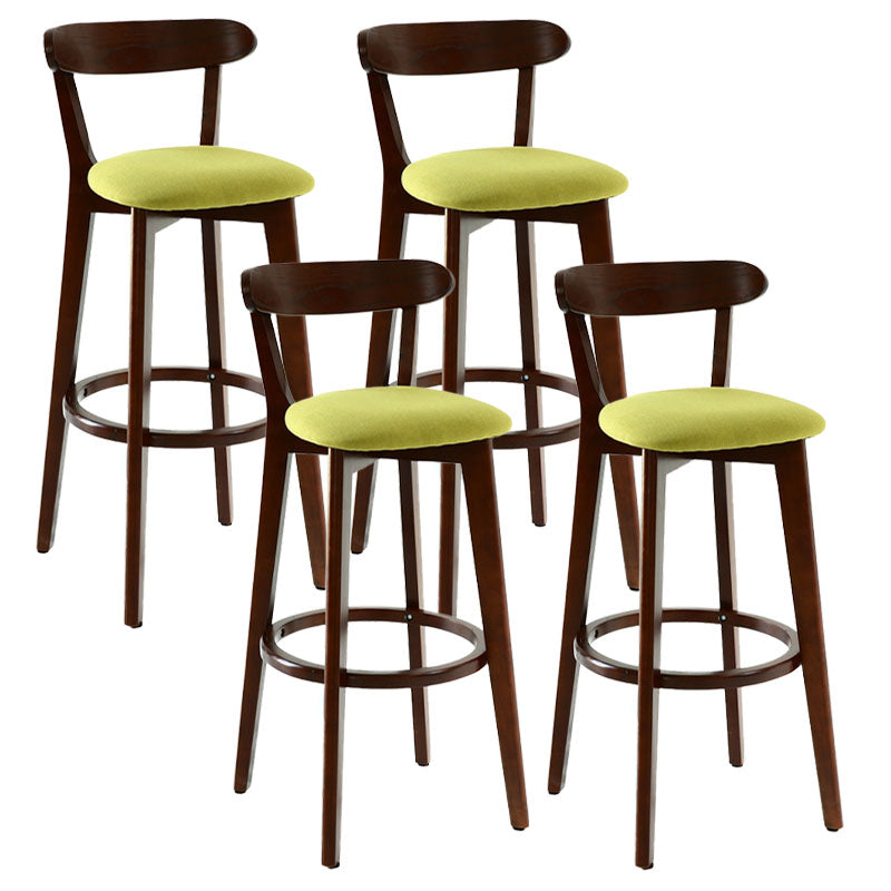 Scandinavian Rubberwood Coffee Shop Stool Footrest Upholstered Bar Stools Green Brown 4 Piece Set Clearhalo 'Bar Furniture' 'Bar Stools' 'bar_stools' 'furn' 'furn_bar_stools' 'Furniture' 'furniture_bar_stools' 'Kitchen & Dining Furniture' 4889668