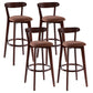 Scandinavian Rubberwood Coffee Shop Stool Footrest Upholstered Bar Stools Coffee Brown 4 Piece Set Clearhalo 'Bar Furniture' 'Bar Stools' 'bar_stools' 'furn' 'furn_bar_stools' 'Furniture' 'furniture_bar_stools' 'Kitchen & Dining Furniture' 4889670