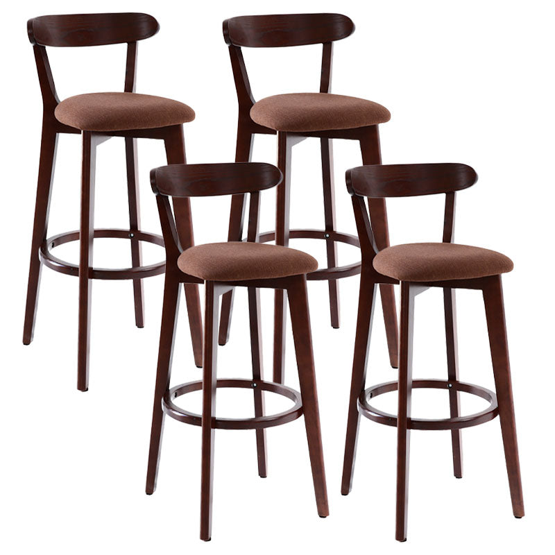 Scandinavian Rubberwood Coffee Shop Stool Footrest Upholstered Bar Stools Coffee Brown 4 Piece Set Clearhalo 'Bar Furniture' 'Bar Stools' 'bar_stools' 'furn' 'furn_bar_stools' 'Furniture' 'furniture_bar_stools' 'Kitchen & Dining Furniture' 4889670