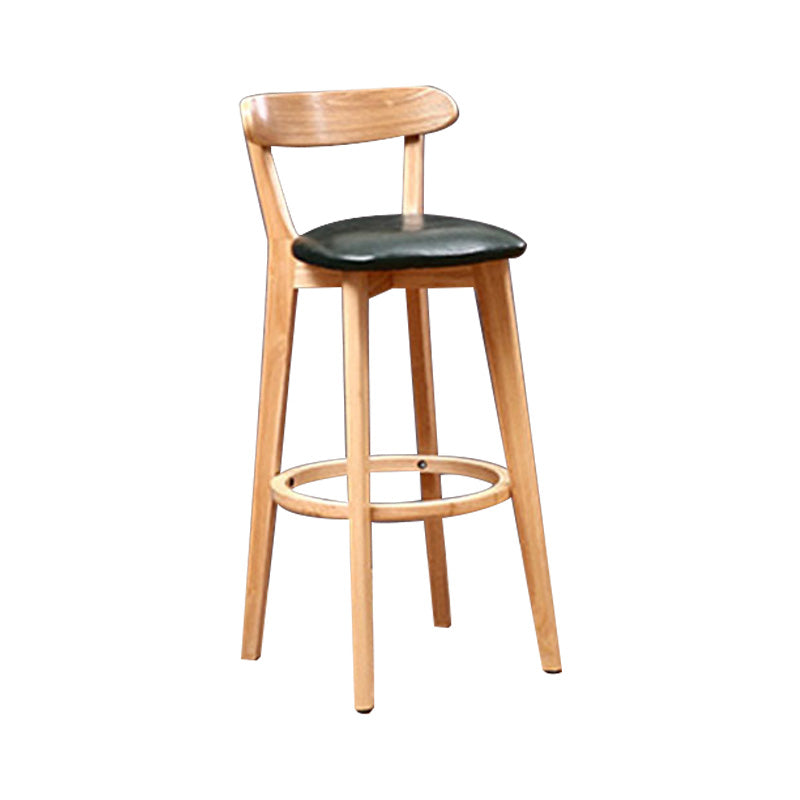 Scandinavian Rubberwood Coffee Shop Stool Footrest Upholstered Bar Stools Blackish Green Natural 1 Piece Clearhalo 'Bar Furniture' 'Bar Stools' 'bar_stools' 'furn' 'furn_bar_stools' 'Furniture' 'furniture_bar_stools' 'Kitchen & Dining Furniture' 4889671