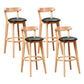 Scandinavian Rubberwood Coffee Shop Stool Footrest Upholstered Bar Stools Blackish Green Natural 4 Piece Set Clearhalo 'Bar Furniture' 'Bar Stools' 'bar_stools' 'furn' 'furn_bar_stools' 'Furniture' 'furniture_bar_stools' 'Kitchen & Dining Furniture' 4889673