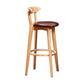 Scandinavian Rubberwood Coffee Shop Stool Footrest Upholstered Bar Stools Brown Natural 1 Piece Clearhalo 'Bar Furniture' 'Bar Stools' 'bar_stools' 'furn' 'furn_bar_stools' 'Furniture' 'furniture_bar_stools' 'Kitchen & Dining Furniture' 4889674