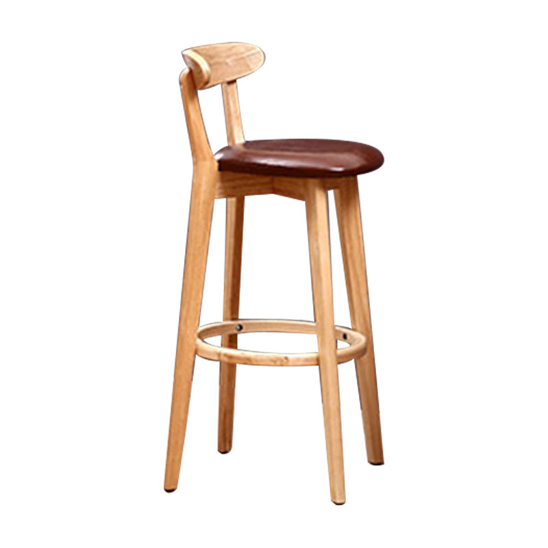 Scandinavian Rubberwood Coffee Shop Stool Footrest Upholstered Bar Stools Brown Natural 1 Piece Clearhalo 'Bar Furniture' 'Bar Stools' 'bar_stools' 'furn' 'furn_bar_stools' 'Furniture' 'furniture_bar_stools' 'Kitchen & Dining Furniture' 4889674