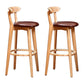 Scandinavian Rubberwood Coffee Shop Stool Footrest Upholstered Bar Stools Brown Natural 2 Piece Set Clearhalo 'Bar Furniture' 'Bar Stools' 'bar_stools' 'furn' 'furn_bar_stools' 'Furniture' 'furniture_bar_stools' 'Kitchen & Dining Furniture' 4889675