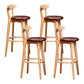 Scandinavian Rubberwood Coffee Shop Stool Footrest Upholstered Bar Stools Brown Natural 4 Piece Set Clearhalo 'Bar Furniture' 'Bar Stools' 'bar_stools' 'furn' 'furn_bar_stools' 'Furniture' 'furniture_bar_stools' 'Kitchen & Dining Furniture' 4889676