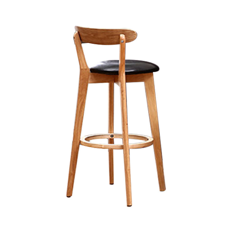 Scandinavian Rubberwood Coffee Shop Stool Footrest Upholstered Bar Stools Black Natural 1 Piece Clearhalo 'Bar Furniture' 'Bar Stools' 'bar_stools' 'furn' 'furn_bar_stools' 'Furniture' 'furniture_bar_stools' 'Kitchen & Dining Furniture' 4889677