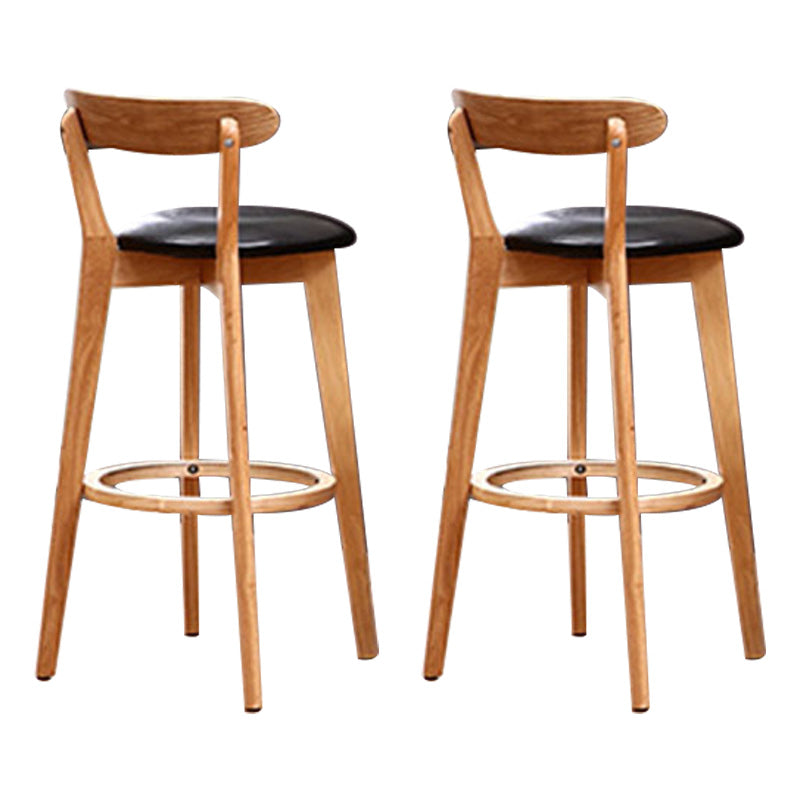 Scandinavian Rubberwood Coffee Shop Stool Footrest Upholstered Bar Stools Black Natural 2 Piece Set Clearhalo 'Bar Furniture' 'Bar Stools' 'bar_stools' 'furn' 'furn_bar_stools' 'Furniture' 'furniture_bar_stools' 'Kitchen & Dining Furniture' 4889678