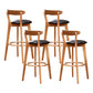 Scandinavian Rubberwood Coffee Shop Stool Footrest Upholstered Bar Stools Black Natural 4 Piece Set Clearhalo 'Bar Furniture' 'Bar Stools' 'bar_stools' 'furn' 'furn_bar_stools' 'Furniture' 'furniture_bar_stools' 'Kitchen & Dining Furniture' 4889679