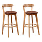 Scandinavian Rubberwood Coffee Shop Stool Footrest Upholstered Bar Stools Coffee Natural 2 Piece Set Clearhalo 'Bar Furniture' 'Bar Stools' 'bar_stools' 'furn' 'furn_bar_stools' 'Furniture' 'furniture_bar_stools' 'Kitchen & Dining Furniture' 4889681