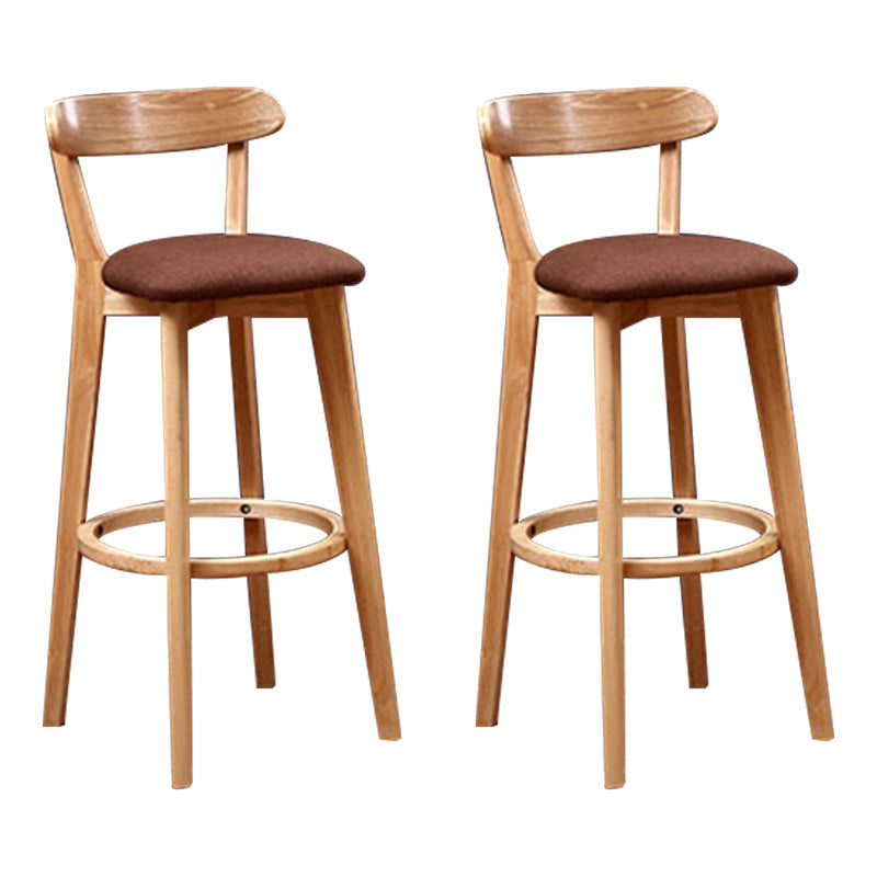 Scandinavian Rubberwood Coffee Shop Stool Footrest Upholstered Bar Stools Coffee Natural 2 Piece Set Clearhalo 'Bar Furniture' 'Bar Stools' 'bar_stools' 'furn' 'furn_bar_stools' 'Furniture' 'furniture_bar_stools' 'Kitchen & Dining Furniture' 4889681