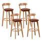Scandinavian Rubberwood Coffee Shop Stool Footrest Upholstered Bar Stools Coffee Natural 4 Piece Set Clearhalo 'Bar Furniture' 'Bar Stools' 'bar_stools' 'furn' 'furn_bar_stools' 'Furniture' 'furniture_bar_stools' 'Kitchen & Dining Furniture' 4889682