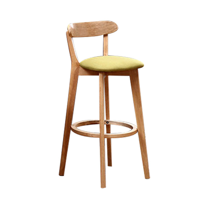 Scandinavian Rubberwood Coffee Shop Stool Footrest Upholstered Bar Stools Green Natural 1 Piece Clearhalo 'Bar Furniture' 'Bar Stools' 'bar_stools' 'furn' 'furn_bar_stools' 'Furniture' 'furniture_bar_stools' 'Kitchen & Dining Furniture' 4889683