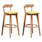 Scandinavian Rubberwood Coffee Shop Stool Footrest Upholstered Bar Stools Green Natural 2 Piece Set Clearhalo 'Bar Furniture' 'Bar Stools' 'bar_stools' 'furn' 'furn_bar_stools' 'Furniture' 'furniture_bar_stools' 'Kitchen & Dining Furniture' 4889684