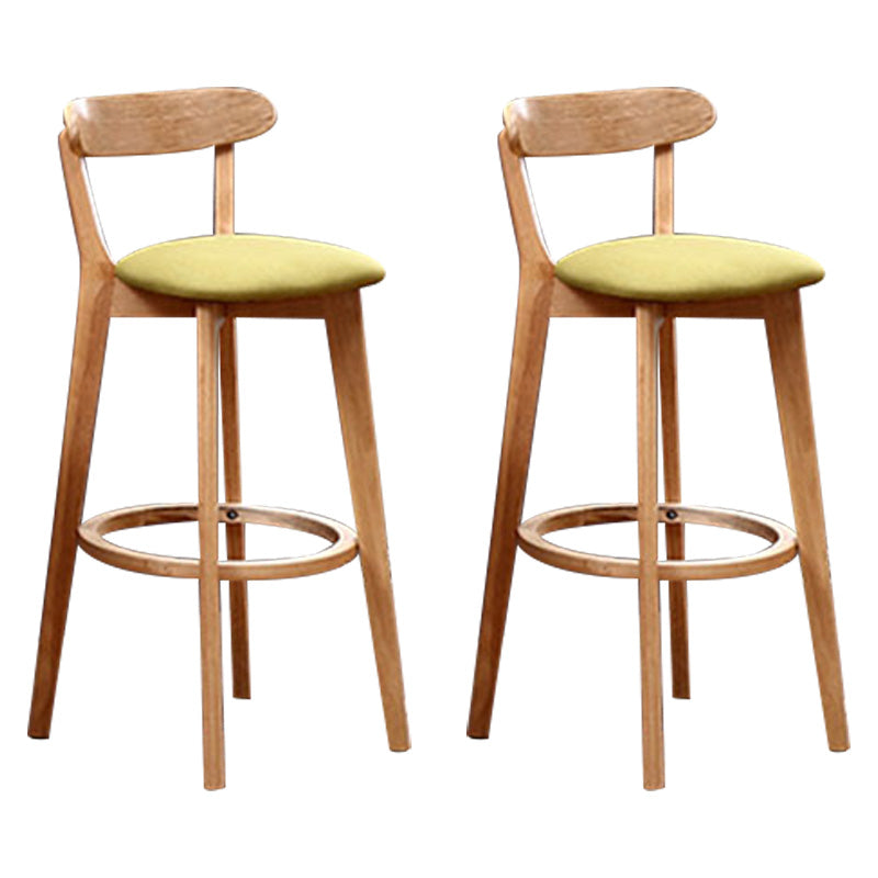 Scandinavian Rubberwood Coffee Shop Stool Footrest Upholstered Bar Stools Green Natural 2 Piece Set Clearhalo 'Bar Furniture' 'Bar Stools' 'bar_stools' 'furn' 'furn_bar_stools' 'Furniture' 'furniture_bar_stools' 'Kitchen & Dining Furniture' 4889684