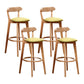 Scandinavian Rubberwood Coffee Shop Stool Footrest Upholstered Bar Stools Green Natural 4 Piece Set Clearhalo 'Bar Furniture' 'Bar Stools' 'bar_stools' 'furn' 'furn_bar_stools' 'Furniture' 'furniture_bar_stools' 'Kitchen & Dining Furniture' 4889685