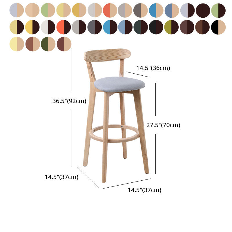 Scandinavian Rubberwood Coffee Shop Stool Footrest Upholstered Bar Stools Clearhalo 'Bar Furniture' 'Bar Stools' 'bar_stools' 'furn' 'furn_bar_stools' 'Furniture' 'furniture_bar_stools' 'Kitchen & Dining Furniture' 4889686