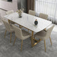Glam 1/4/5/7 Pieces Dining Table Set with White Sintered Stone Top Scalable Dinette Set 7 Pieces: Table, 6 White Chairs Clearhalo 'Dining Room Sets' 'Dining Tables & Seating' 'dining_room_set' 'furn' 'furn_dining_room_set' 'Furniture' 'furniture_dining_room_set' 'Kitchen & Dining Furniture' 4889687