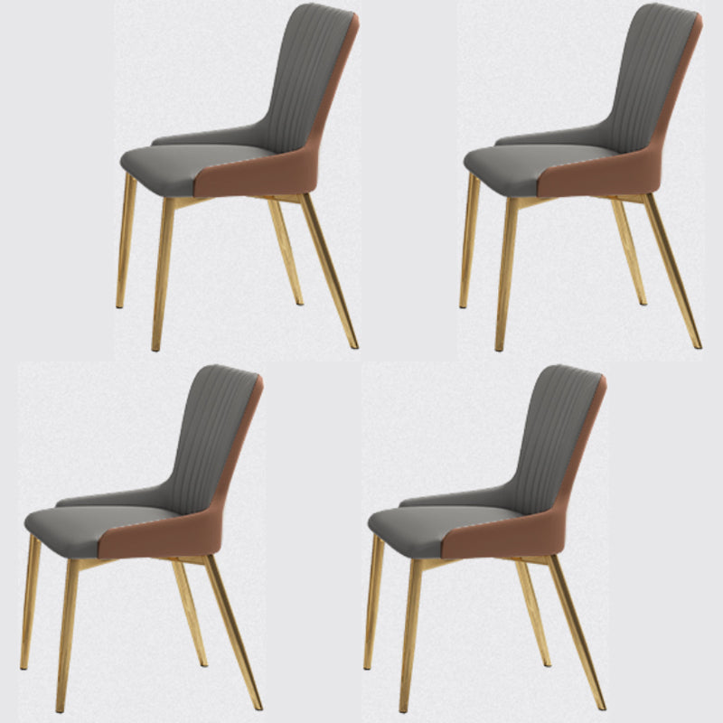 Glam 1/4/5/7 Pieces Dining Table Set with White Sintered Stone Top Scalable Dinette Set 4 Grey Chairs Clearhalo 'Dining Room Sets' 'Dining Tables & Seating' 'dining_room_set' 'furn' 'furn_dining_room_set' 'Furniture' 'furniture_dining_room_set' 'Kitchen & Dining Furniture' 4889689