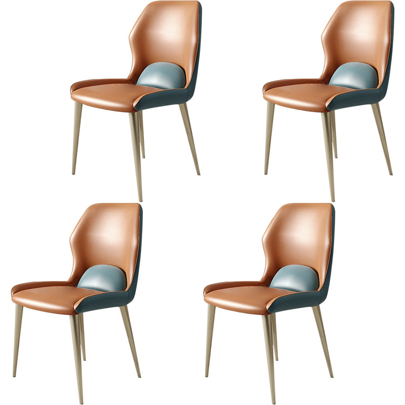 Glam 1/4/5/7 Pieces Dining Table Set with White Sintered Stone Top Scalable Dinette Set 4 Orange Chairs Clearhalo 'Dining Room Sets' 'Dining Tables & Seating' 'dining_room_set' 'furn' 'furn_dining_room_set' 'Furniture' 'furniture_dining_room_set' 'Kitchen & Dining Furniture' 4889693