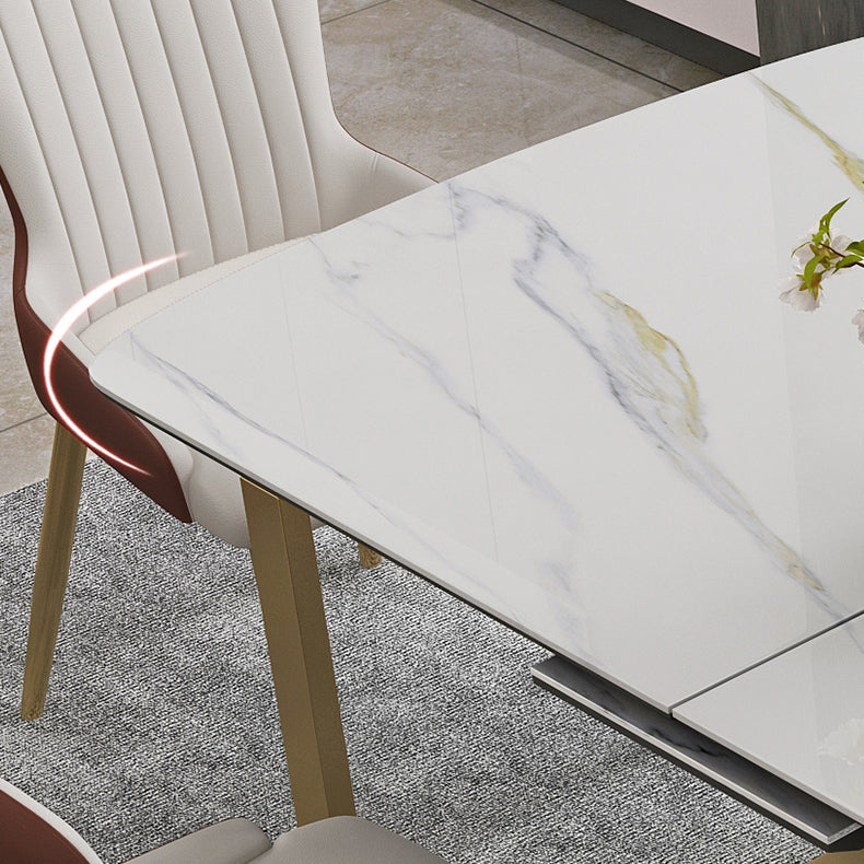 Glam 1/4/5/7 Pieces Dining Table Set with White Sintered Stone Top Scalable Dinette Set Clearhalo 'Dining Room Sets' 'Dining Tables & Seating' 'dining_room_set' 'furn' 'furn_dining_room_set' 'Furniture' 'furniture_dining_room_set' 'Kitchen & Dining Furniture' 4889698