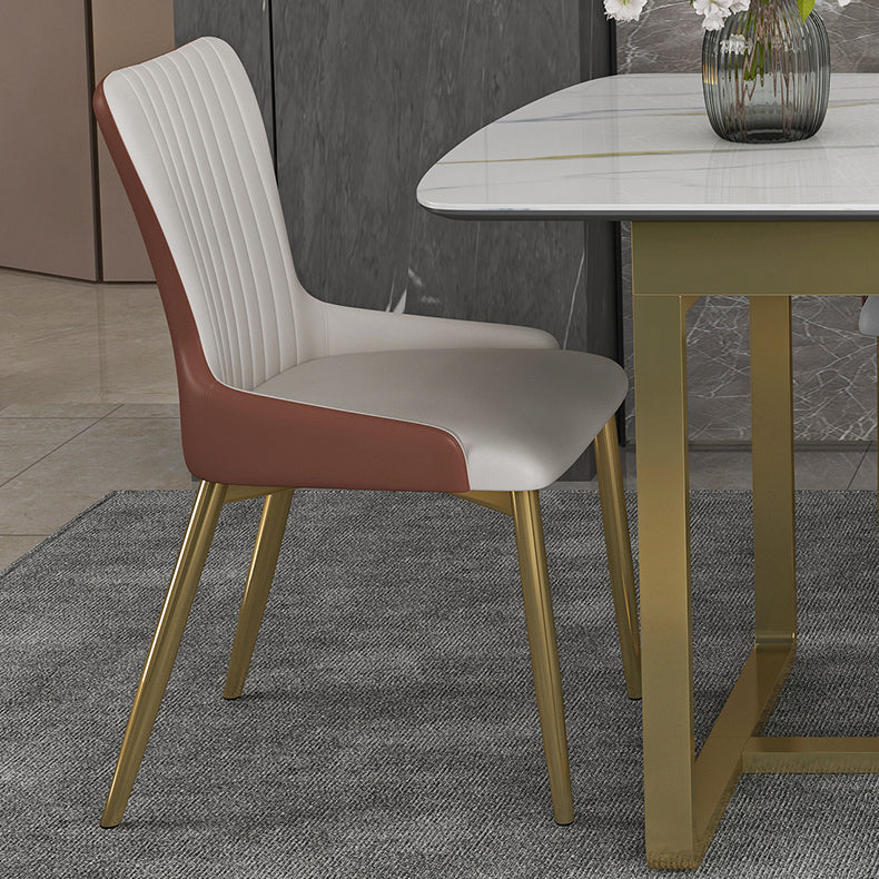 Glam 1/4/5/7 Pieces Dining Table Set with White Sintered Stone Top Scalable Dinette Set Clearhalo 'Dining Room Sets' 'Dining Tables & Seating' 'dining_room_set' 'furn' 'furn_dining_room_set' 'Furniture' 'furniture_dining_room_set' 'Kitchen & Dining Furniture' 4889700